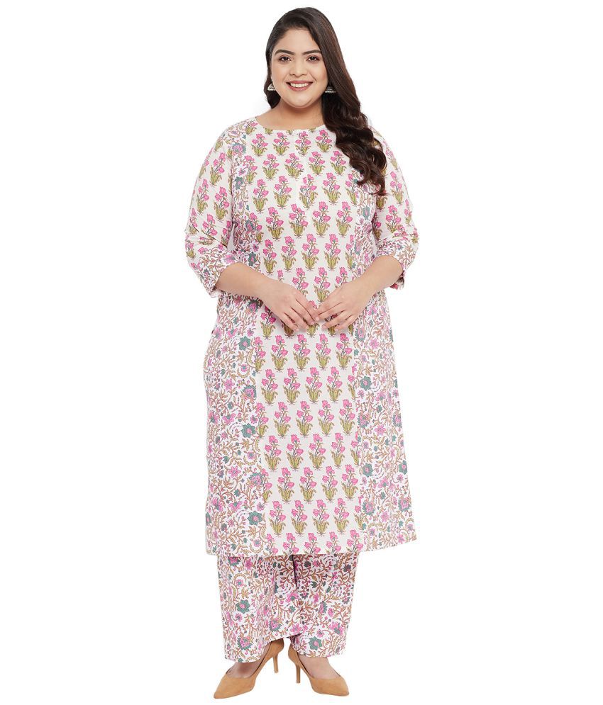     			Tissu - Straight 100% Cotton Cream Women's Stitched Salwar Suit ( Pack of 1 )