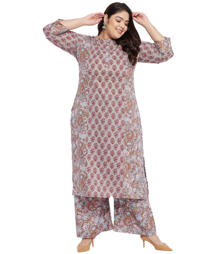     			Tissu - Straight 100% Cotton Grey Women's Stitched Salwar Suit ( Pack of 1 )