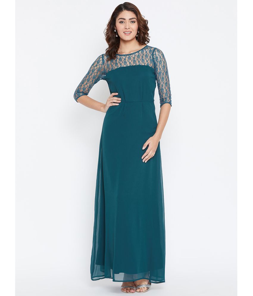 La Zoire - Georgette Turquoise Women's Gown ( Pack of 1 )