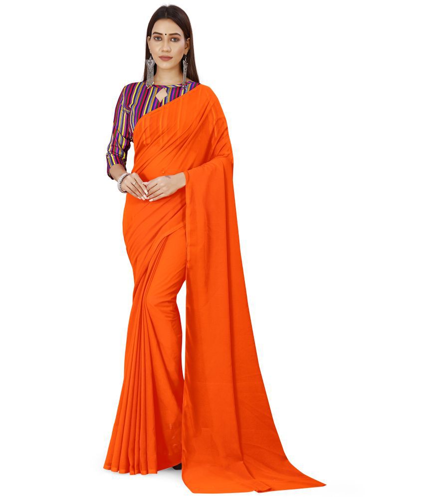     			Anand Sarees - Orange Georgette Saree With Blouse Piece ( Pack of 1 )