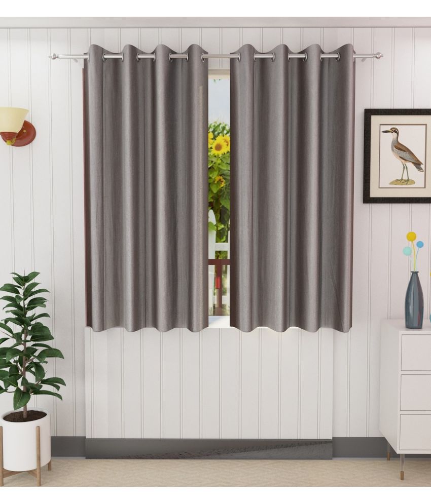     			Tanishka Fabs Solid Semi-Transparent Eyelet Door Curtain 7 ft Pack of 2 -Grey