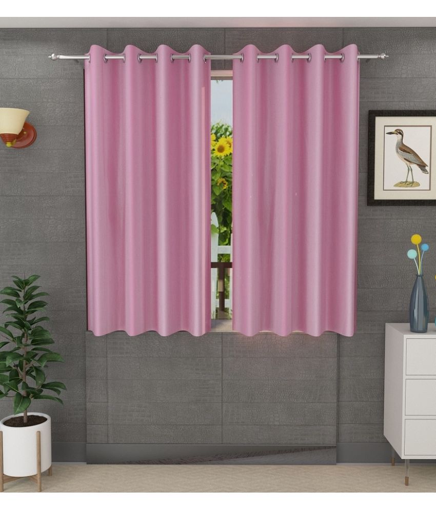    			Tanishka Fabs Solid Semi-Transparent Eyelet Door Curtain 7 ft Pack of 2 -Light Pink