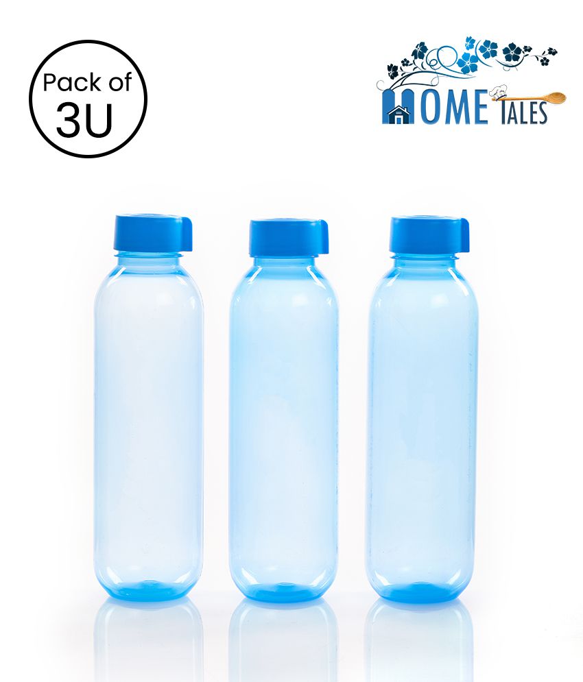HOMETALES Claro Fridge Bottle, Pack of 3 (1 Litre Each), Blue Color