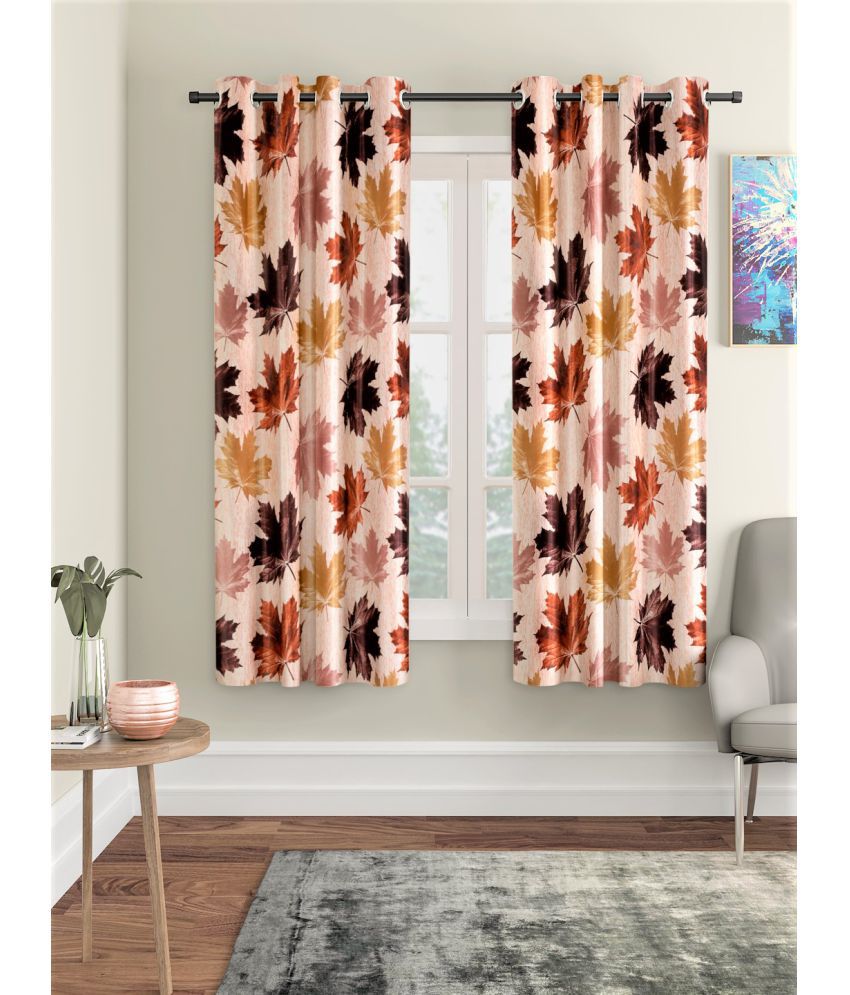     			Home Sizzler - Brown Polyester Floral Window Curtain ( Pack of 2 )