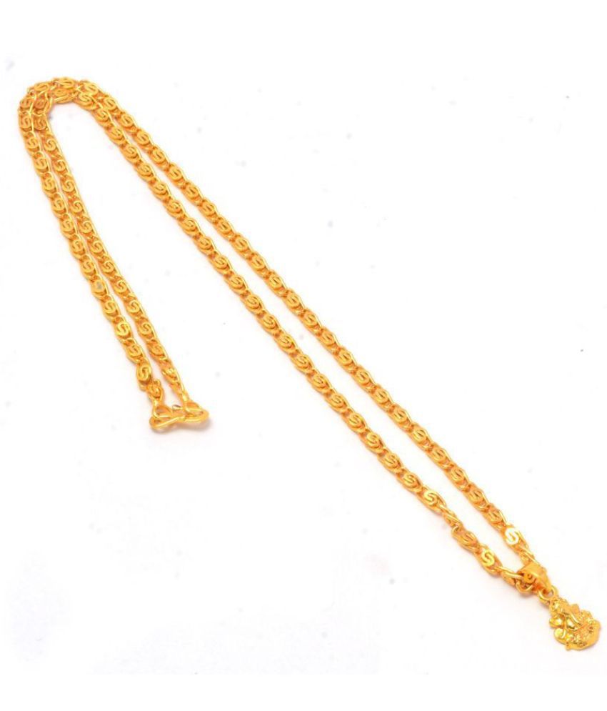     			Jewar Mandi Lord Ganesh Ji Gold Plated Locket/Pendant with Link Chain Daily use for Men, Women & Girls, Boys