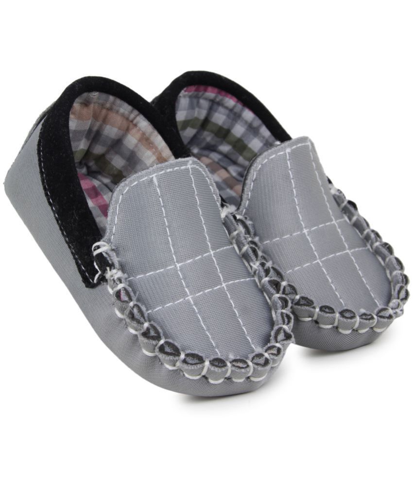     			Neska Moda 6 To 12 Months Baby Boys and Girls Synthetic Loafer Booties (Grey)