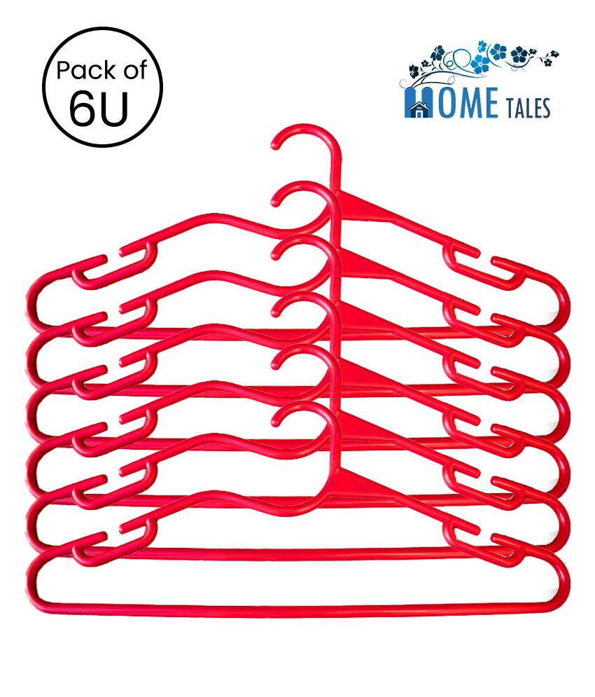 HOMETALES Space Saving Hangers, Pack of 6, Red Color