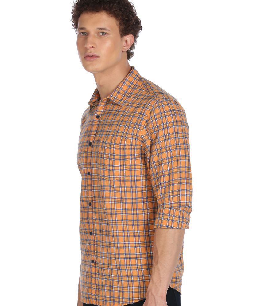     			Ruggers - 100 Percent Cotton Regular Fit Orange Men's Casual Shirt ( Pack of 1 )