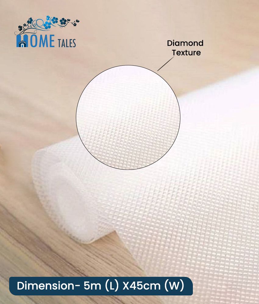     			HOMETALES Multipurpose ( 45 cm X 5 m) EVA Anti-Slip Mat Liners For Bathroom, Kitchen, Fridge & Table Mat -Diamond Pattern,White (1U)