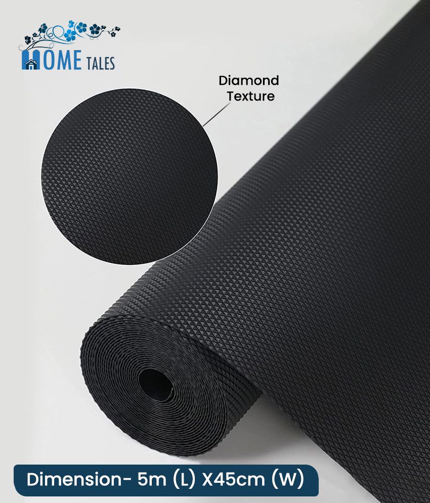     			HOMETALES Multipurpose ( 45 cm X 5 m) EVA Anti-Slip Mat Liners For Bathroom, Kitchen, Fridge & Table Mat -Diamond Pattern,Black (1U)