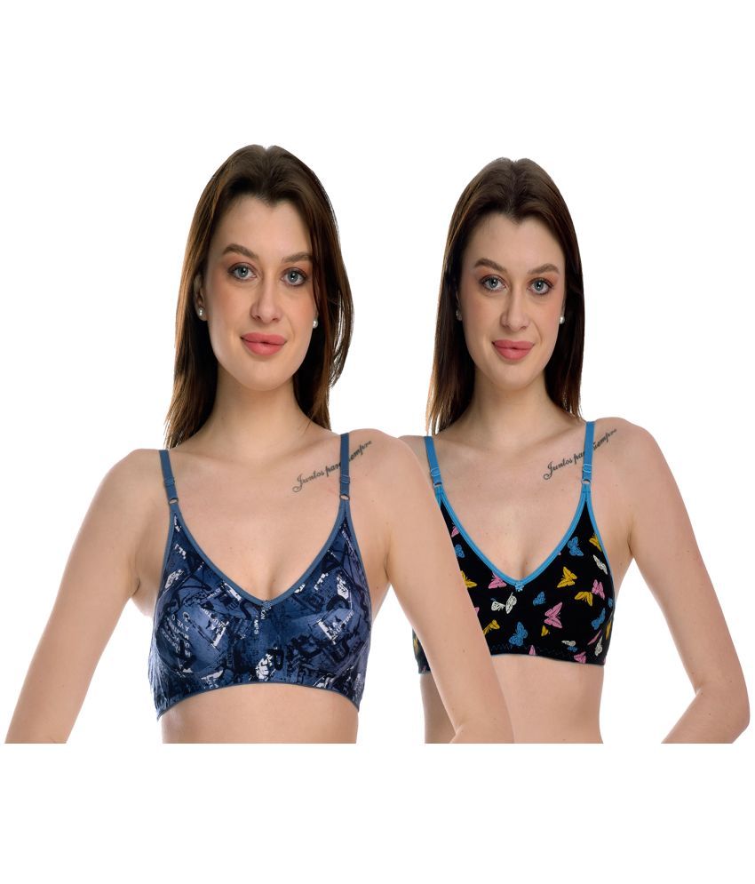     			Elina Pack of 2 100% Cotton Non Padded Women's T-Shirt Bra ( Multicolor )