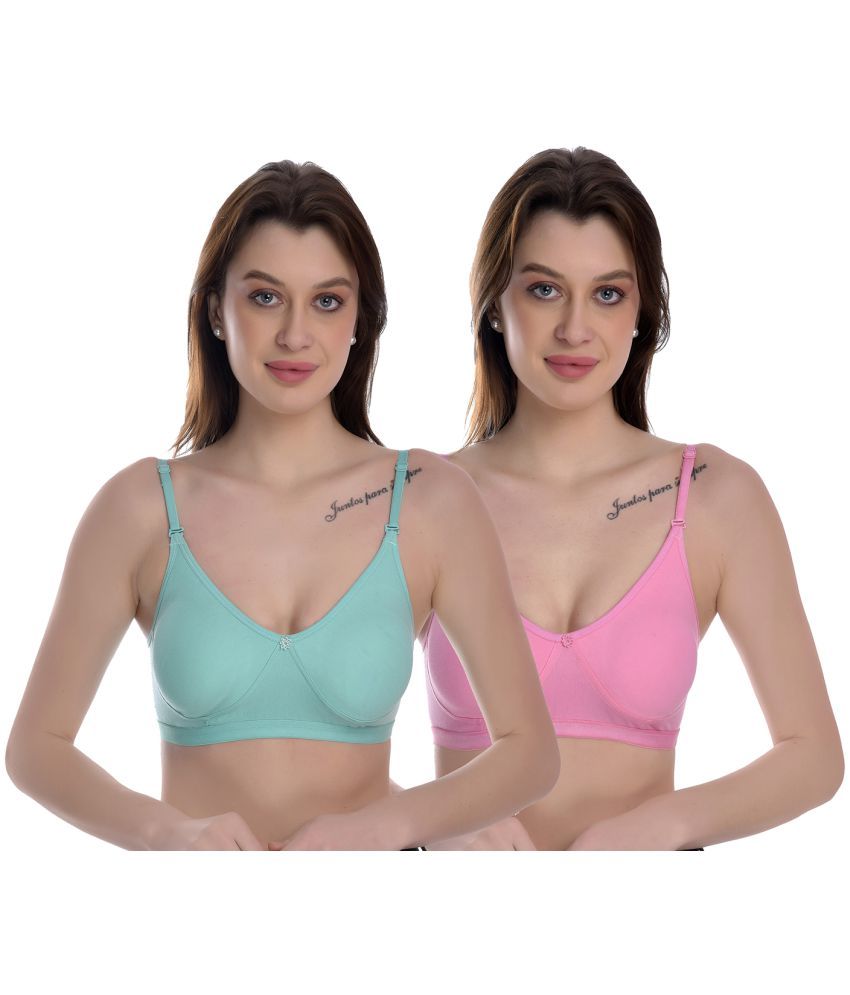     			Elina Pack of 2 100% Cotton Non Padded Women's T-Shirt Bra ( Multicolor )