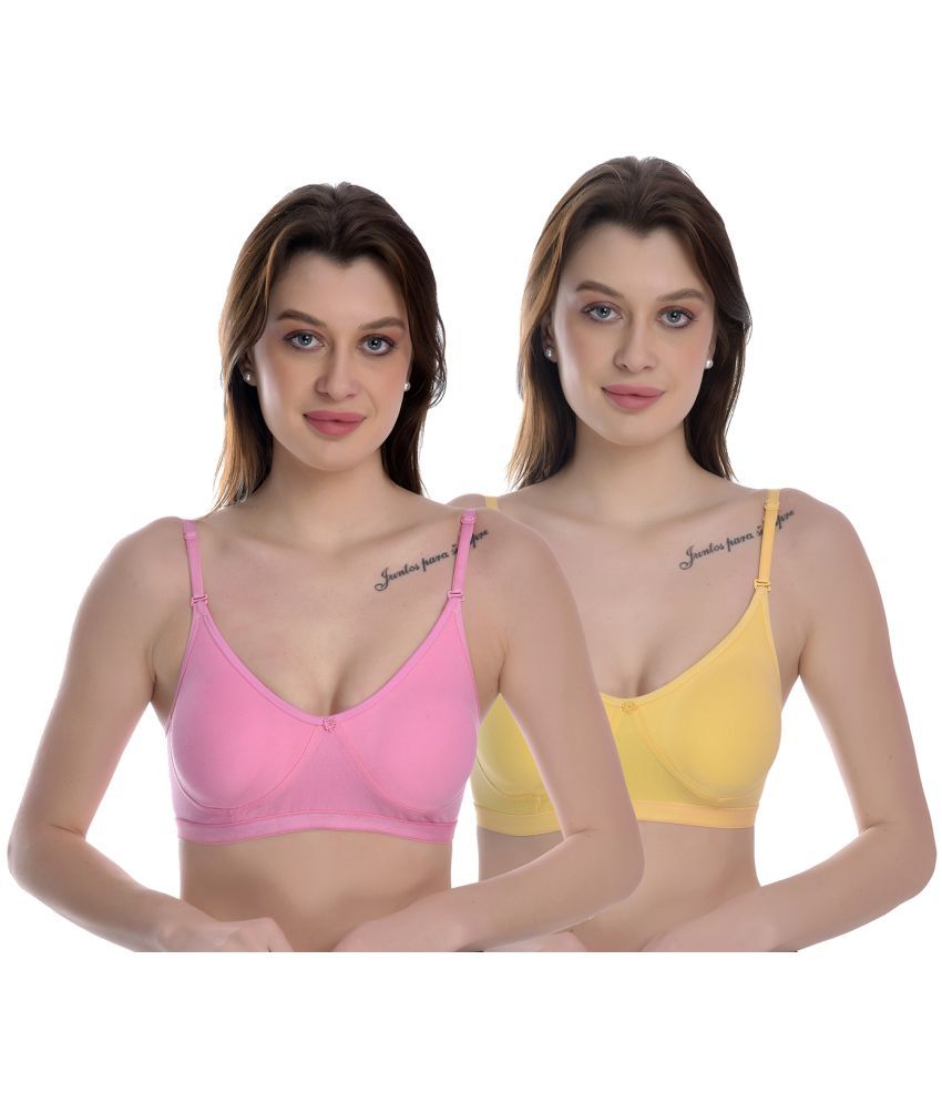     			Elina Pack of 2 100% Cotton Non Padded Women's T-Shirt Bra ( Multicolor )