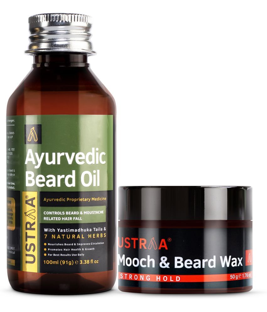     			Ustraa Ayurvedic Beard Growth Oil -100ml & Mooch Wax - 50g