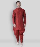 Hangup - Maroon Silk Regular Fit Men's Dhoti Kurta Set ( Pack of 1 )