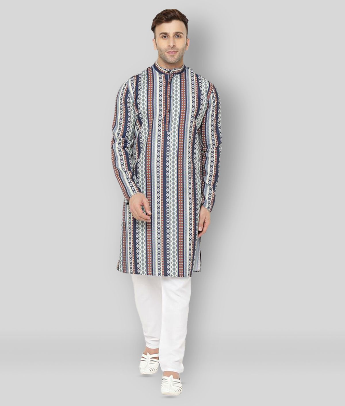     			Hangup - Blue Cotton Blend Regular Fit Men's Kurta Pyjama Set ( Pack of 1 )