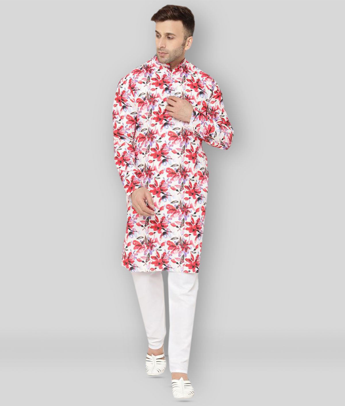     			Hangup - Red Cotton Regular Fit Men's Kurta Pyjama Set ( Pack of 1 )