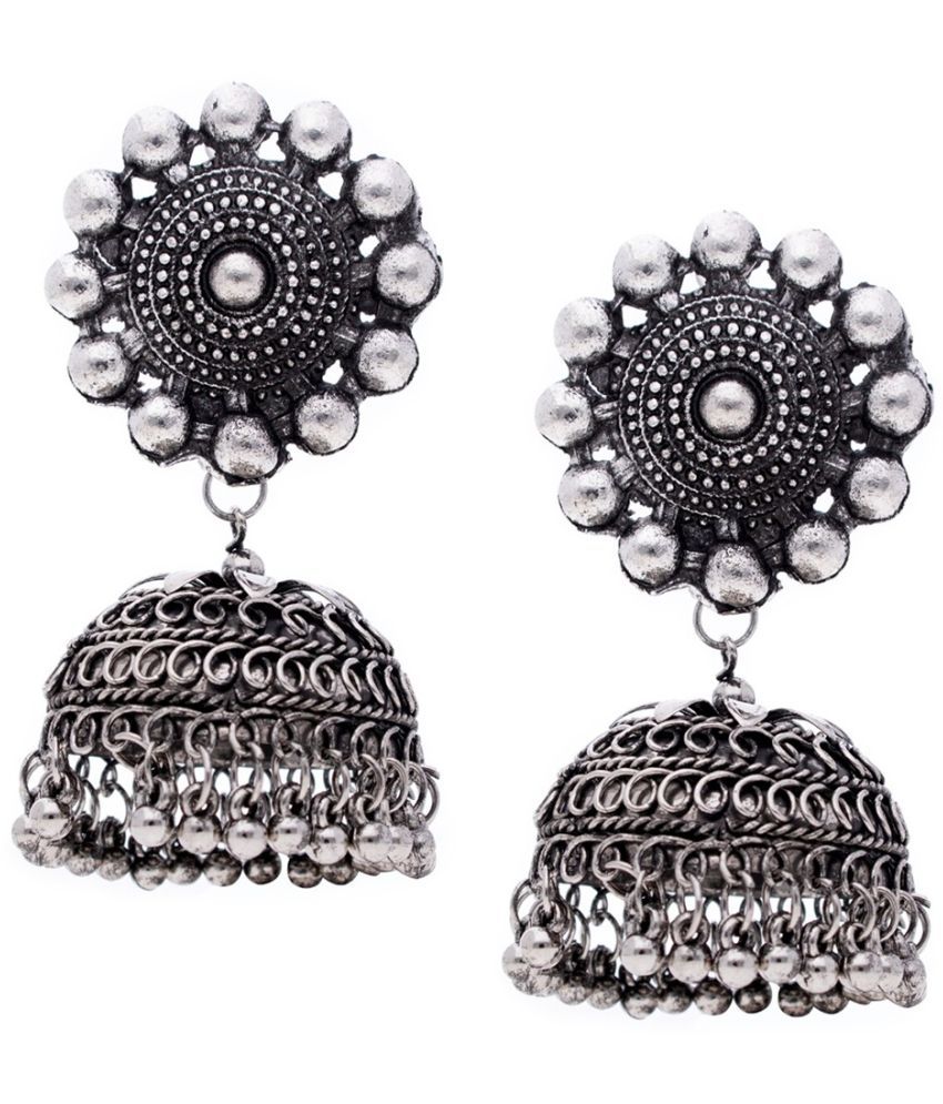     			Happy Stoning - Silver Jhumki ( Pack of 1 )