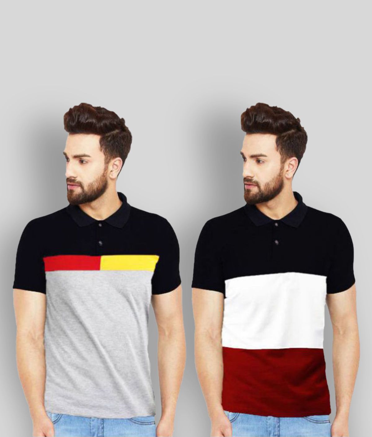     			Leotude - Multicolor Cotton Blend Regular Fit Men's Polo T Shirt ( Pack of 2 )