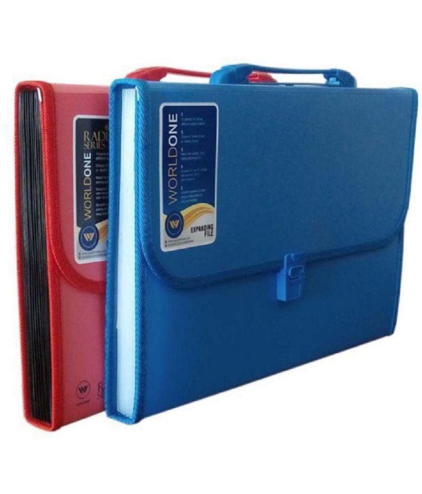     			RAVARIYA GRAPHICS Expanding File 13 Pockets SET OF 2 RED/BLUE / Multicoloured