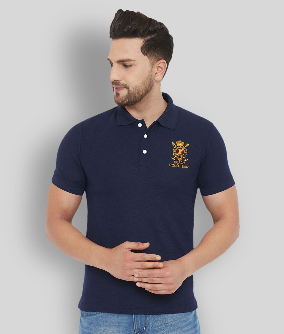 The Million Club - Navy Polyester Regular Fit Men's Polo T Shirt ( Pack of 1 )