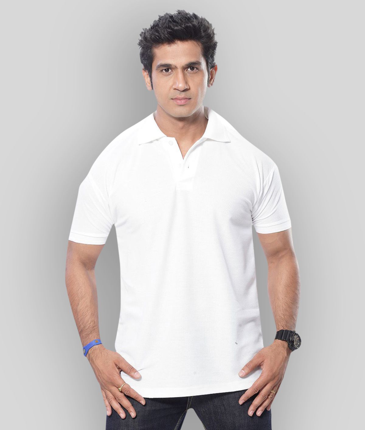     			in365 - White Cotton Blend Regular Fit Men's Polo T Shirt ( Pack of 1 )