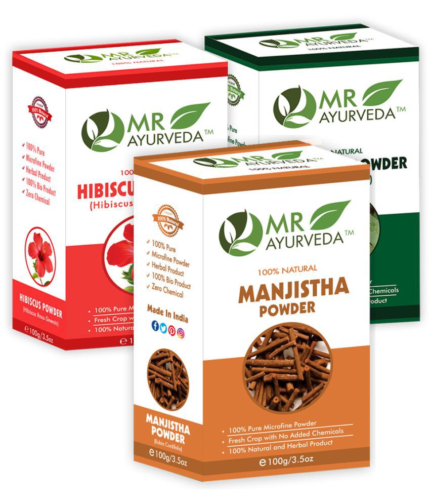     			MR Ayurveda Manjistha Powder, Hibiscus & Bhringraj Powder Hair Scalp Treatment 300 g Pack of 3