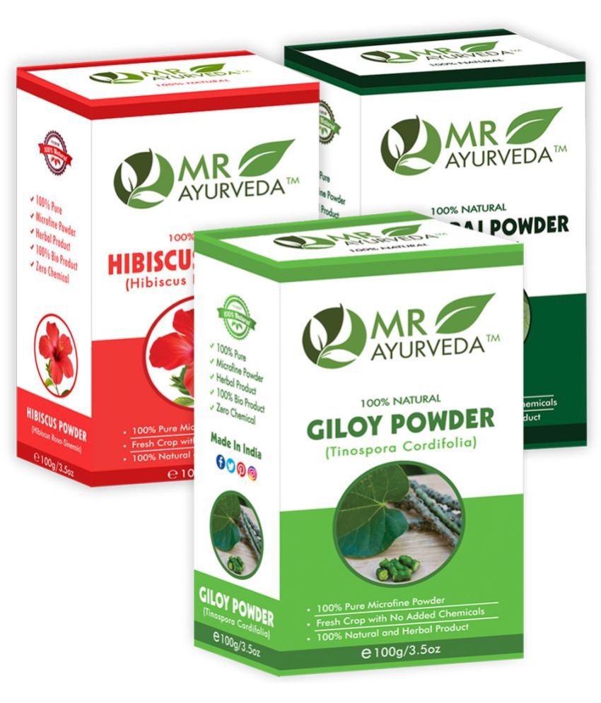     			MR Ayurveda Giloy, Hibiscus & Bhringraj Powder Hair Scalp Treatment 300 g Pack of 3