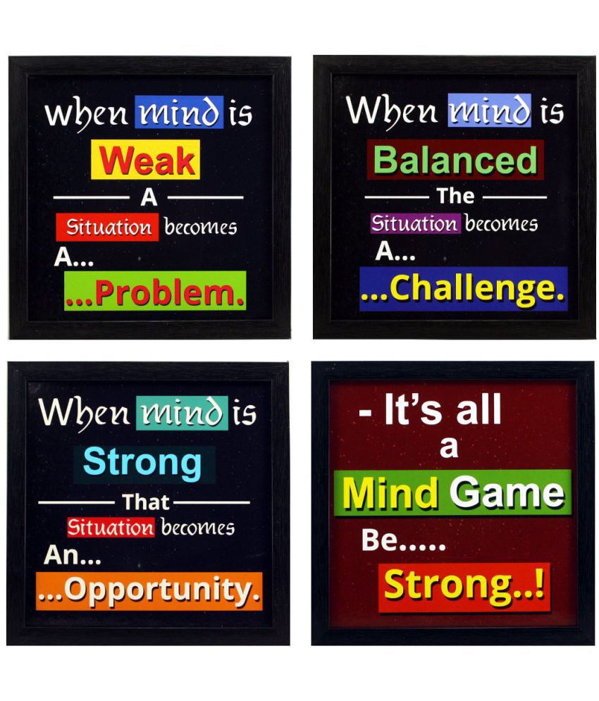     			Indianara Framed Set of 4 Wall Hanging Motivational Quotes Art Prints Without Glass