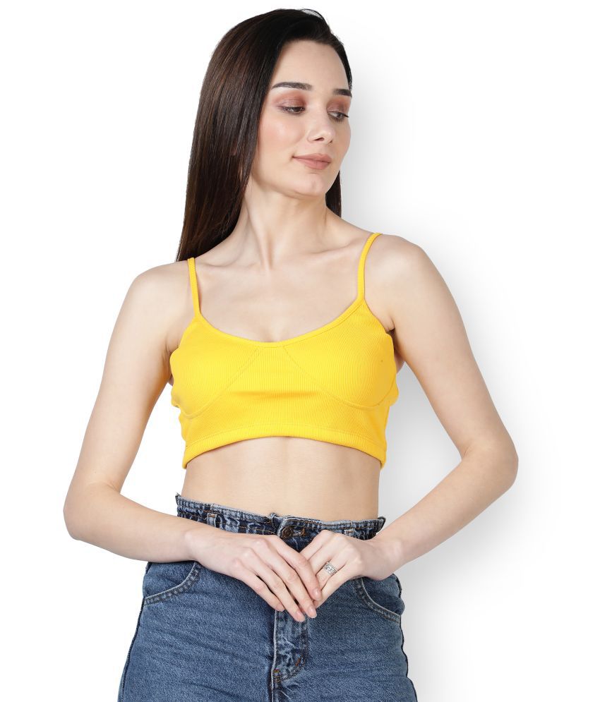     			NUEVOSDAMAS - Cotton Blend Solid YELLOW Women's Non Padded Regular Back ( Pack of 1 )