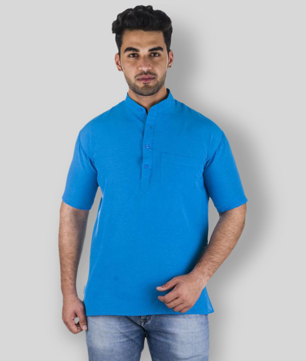     			DESHBANDHU DBK - Blue Khadi Men's Kurta ( Single )