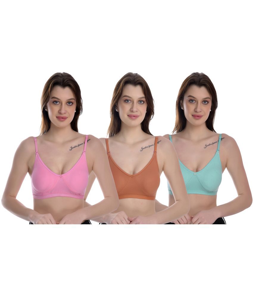     			Elina Pack of 3 100% Cotton Non Padded Women's T-Shirt Bra ( Multicolor )