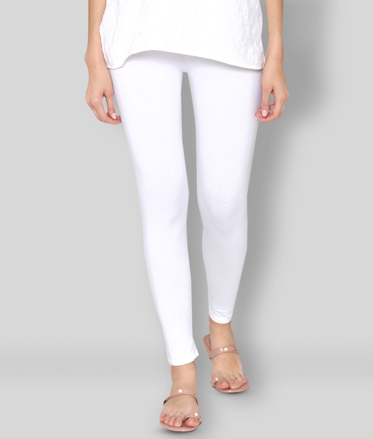 Vami - White Lycra Women's Leggings 