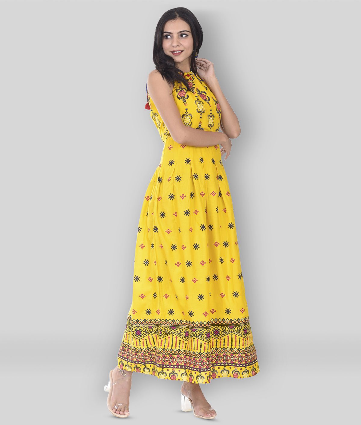     			EXPORTHOUSE - Yellow Rayon Women's A- line Dress ( Pack of 1 )