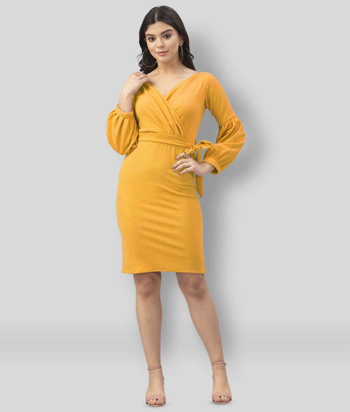     			Selvia - Yellow Cotton Lycra Women's Bodycon Dress ( Pack of 1 )