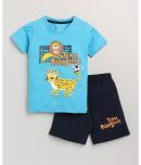 Lazy Shark Pack of 1 Boys Cotton Blend T-Shirt & Shorts ( Turquoise )