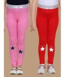 StyleStone Pack of 2 Girls Lycra Leggings ( Red )