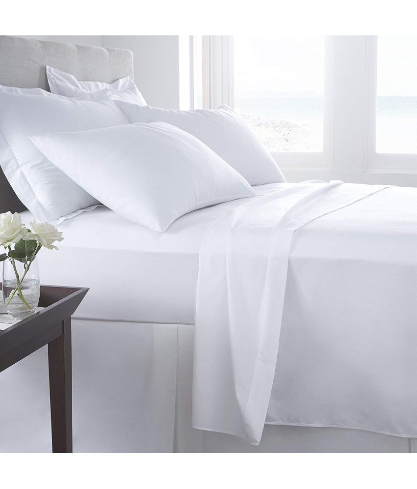     			Huesland - 100% Cotton White Double Bedsheet with 2 Pillow Covers