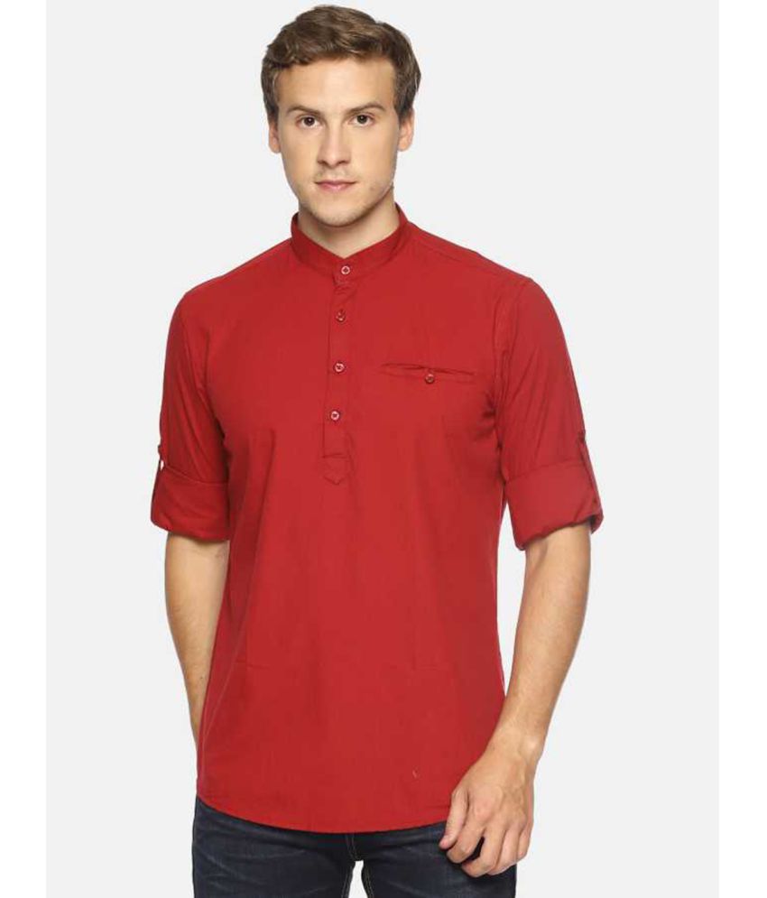     			Springberry - Shirt Style 100 percent Cotton Maroon Men's Kurta ( Pack of 1 )