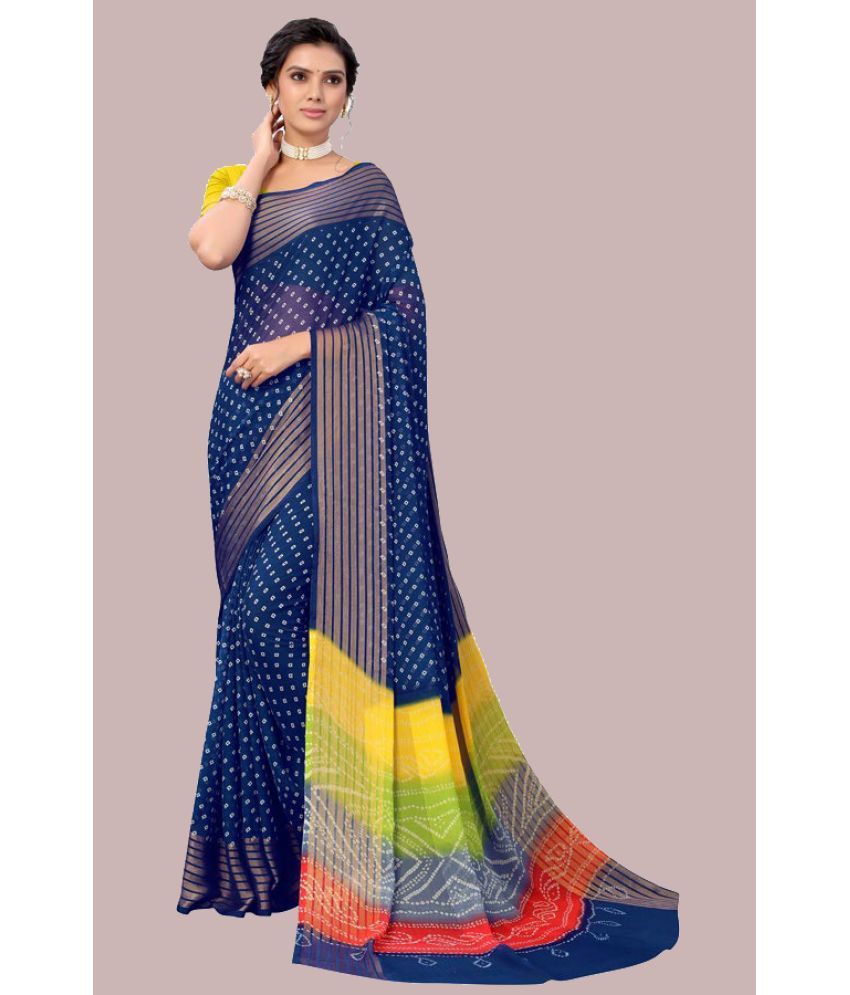     			Bhuwal Fashion - Blue Chiffon Saree With Blouse Piece ( Pack of 1 )