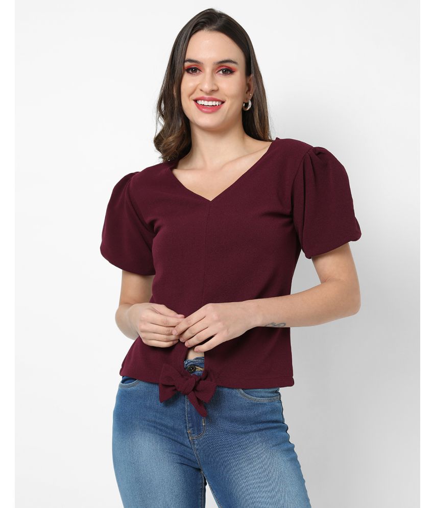     			Campus Sutra - Polyester Red Women's Knot Front Top ( Pack of 1 )