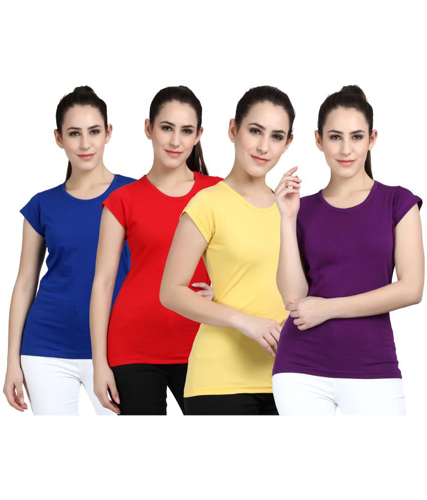     			Diaz - 100% Cotton Regular Multicolor Women's T-Shirt ( Pack of 4 )