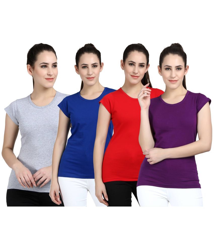     			Diaz - 100% Cotton Regular Multicolor Women's T-Shirt ( Pack of 4 )