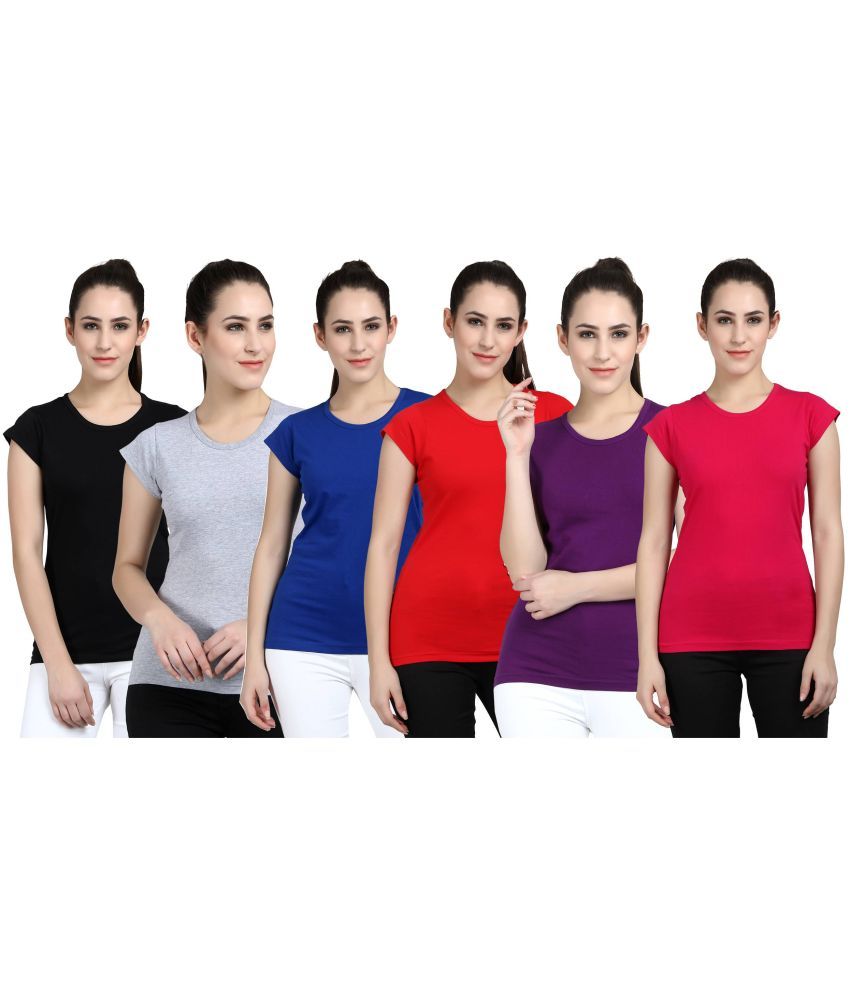     			Diaz - 100% Cotton Regular Multicolor Women's T-Shirt ( Pack of 6 )