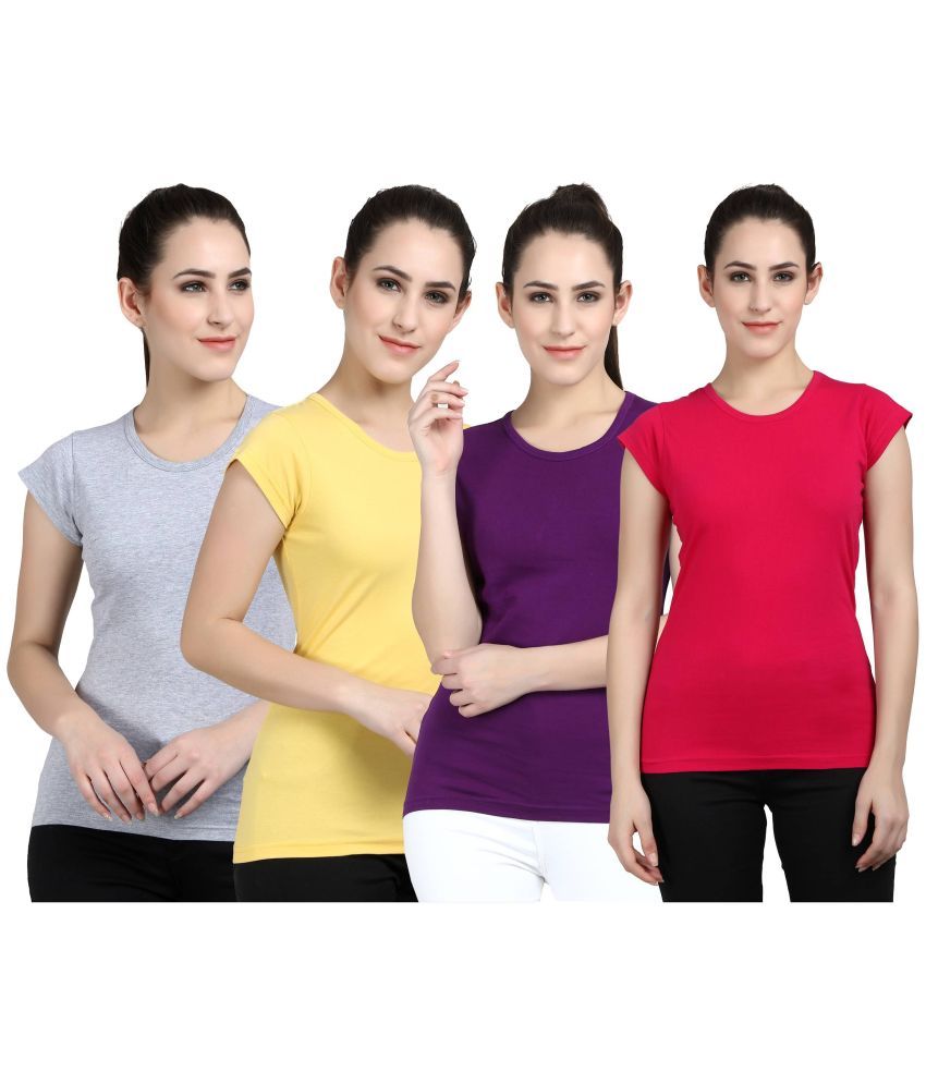     			Diaz - 100% Cotton Regular Multicolor Women's T-Shirt ( Pack of 4 )