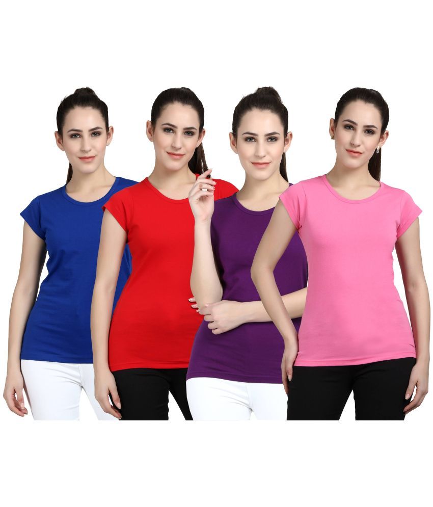     			Diaz - 100% Cotton Regular Multicolor Women's T-Shirt ( Pack of 4 )