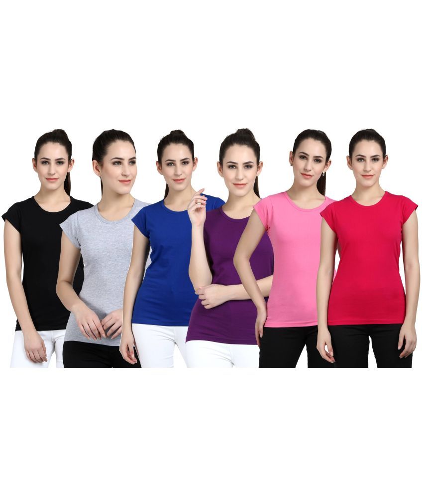     			Diaz - 100% Cotton Regular Multicolor Women's T-Shirt ( Pack of 6 )