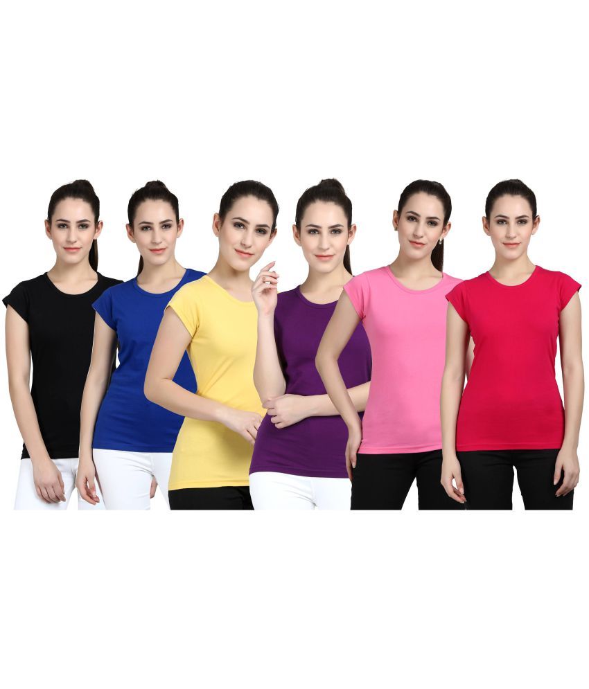     			Diaz - 100% Cotton Regular Multicolor Women's T-Shirt ( Pack of 6 )