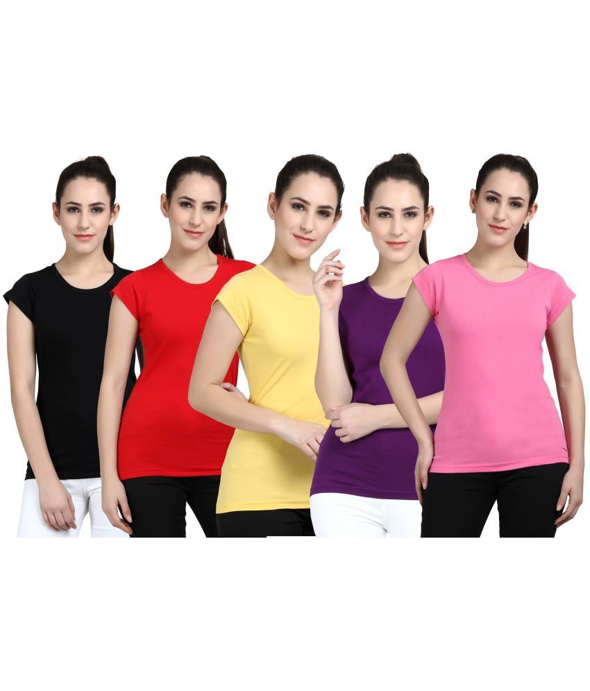     			Diaz - 100% Cotton Regular Multicolor Women's T-Shirt ( Pack of 5 )