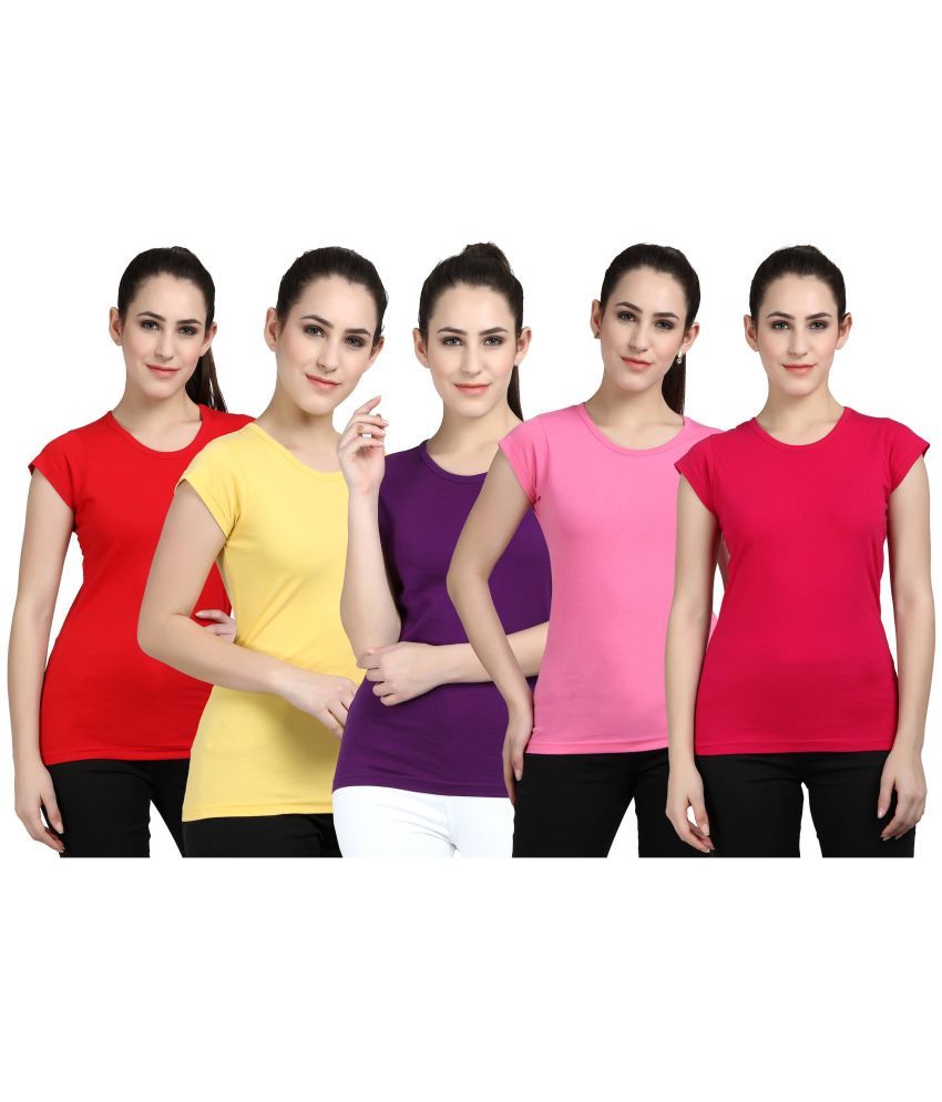     			Diaz - 100% Cotton Regular Multicolor Women's T-Shirt ( Pack of 5 )